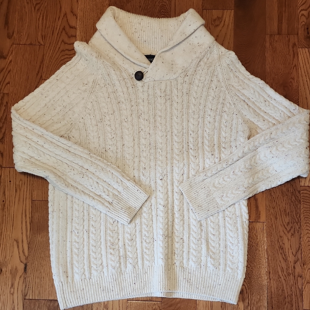 British Khaki Cream Cable Knit Turtleneck Sweater